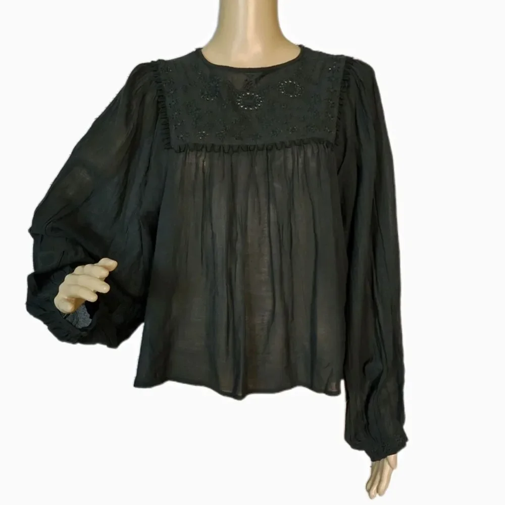 Free People Valencia 2-Piece Sheer Set Black - Small NWT